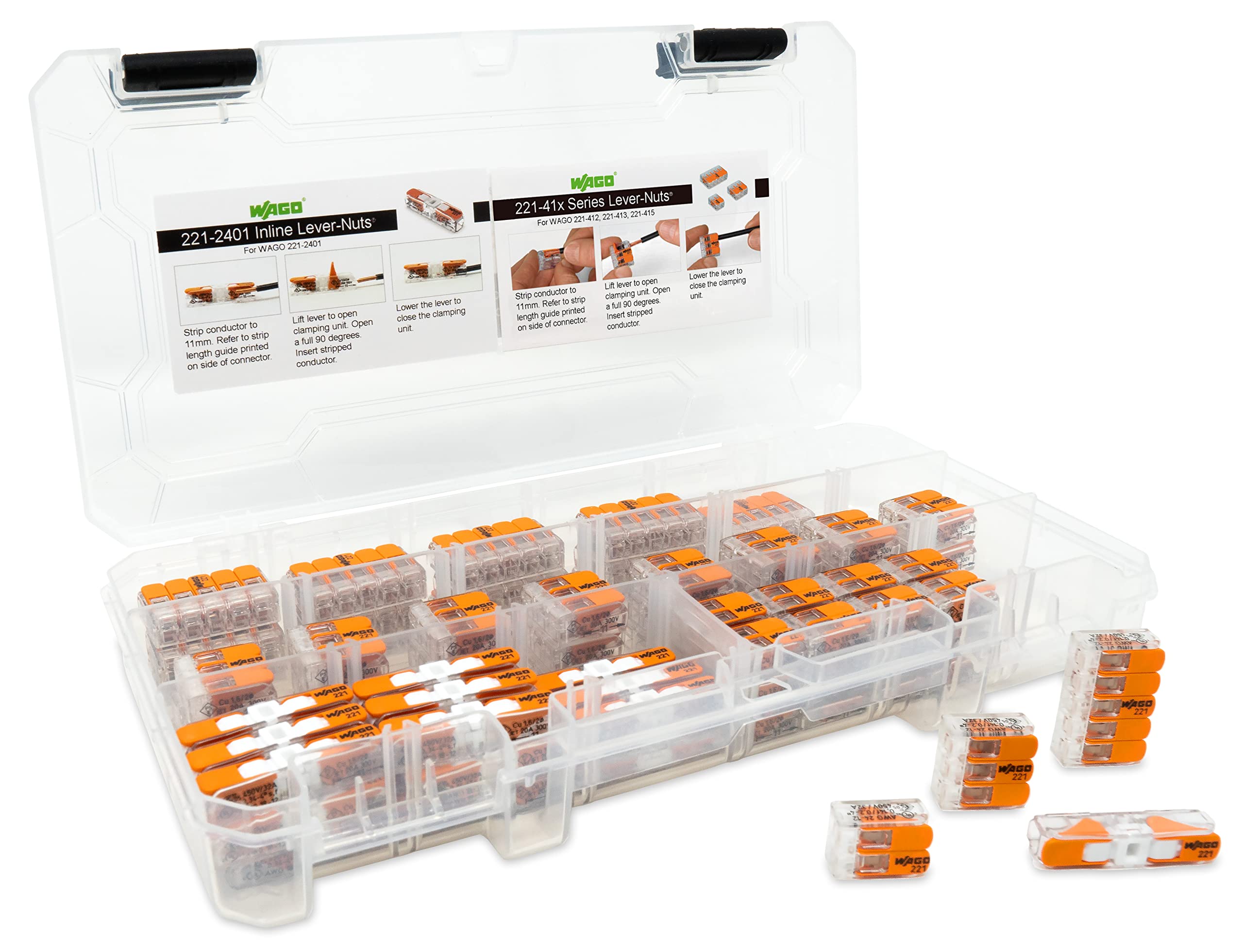 WAGO 221 Lever-Nut Connector Assortment — 90 Pc