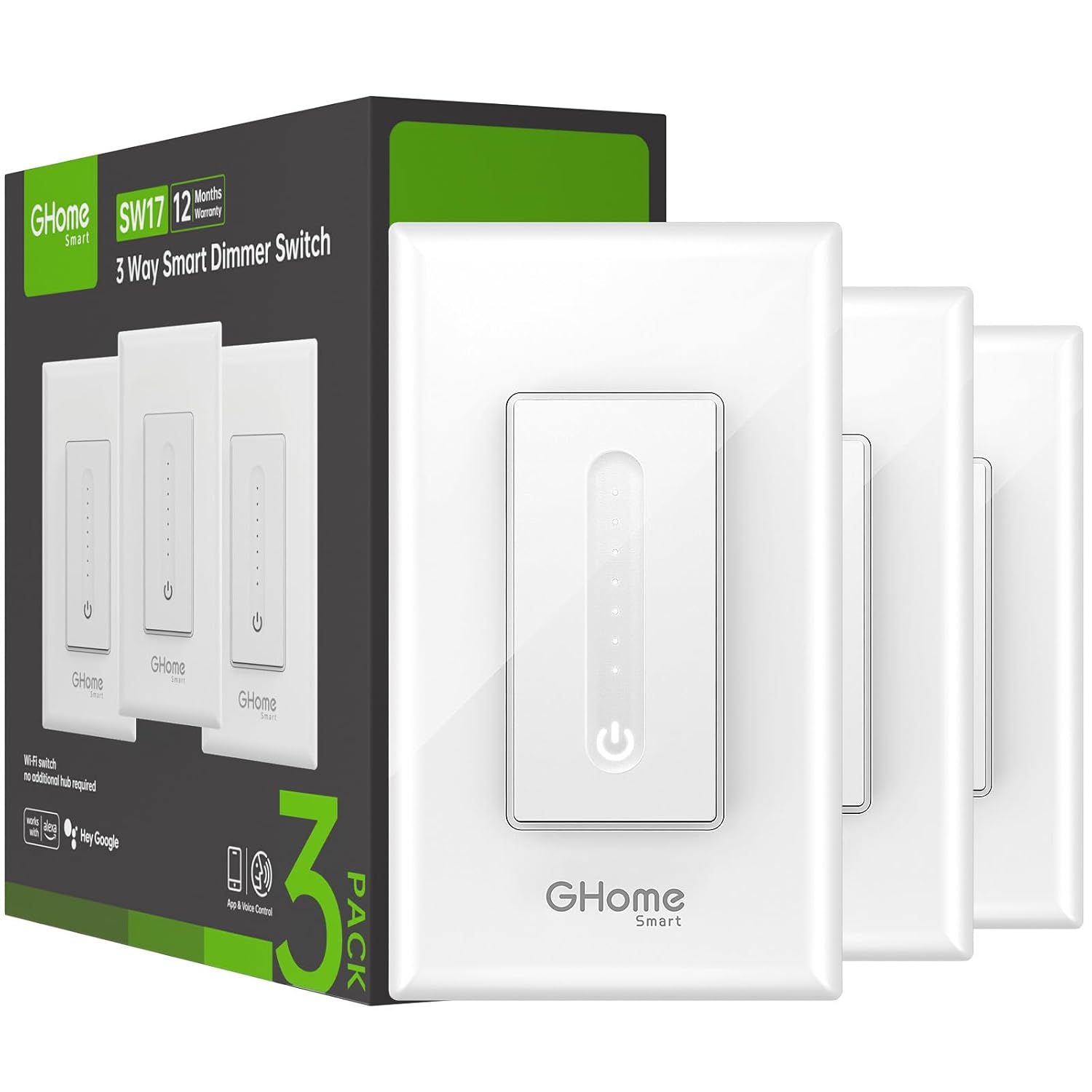 GHome 3-Way Smart Dimmer, 3-Pack