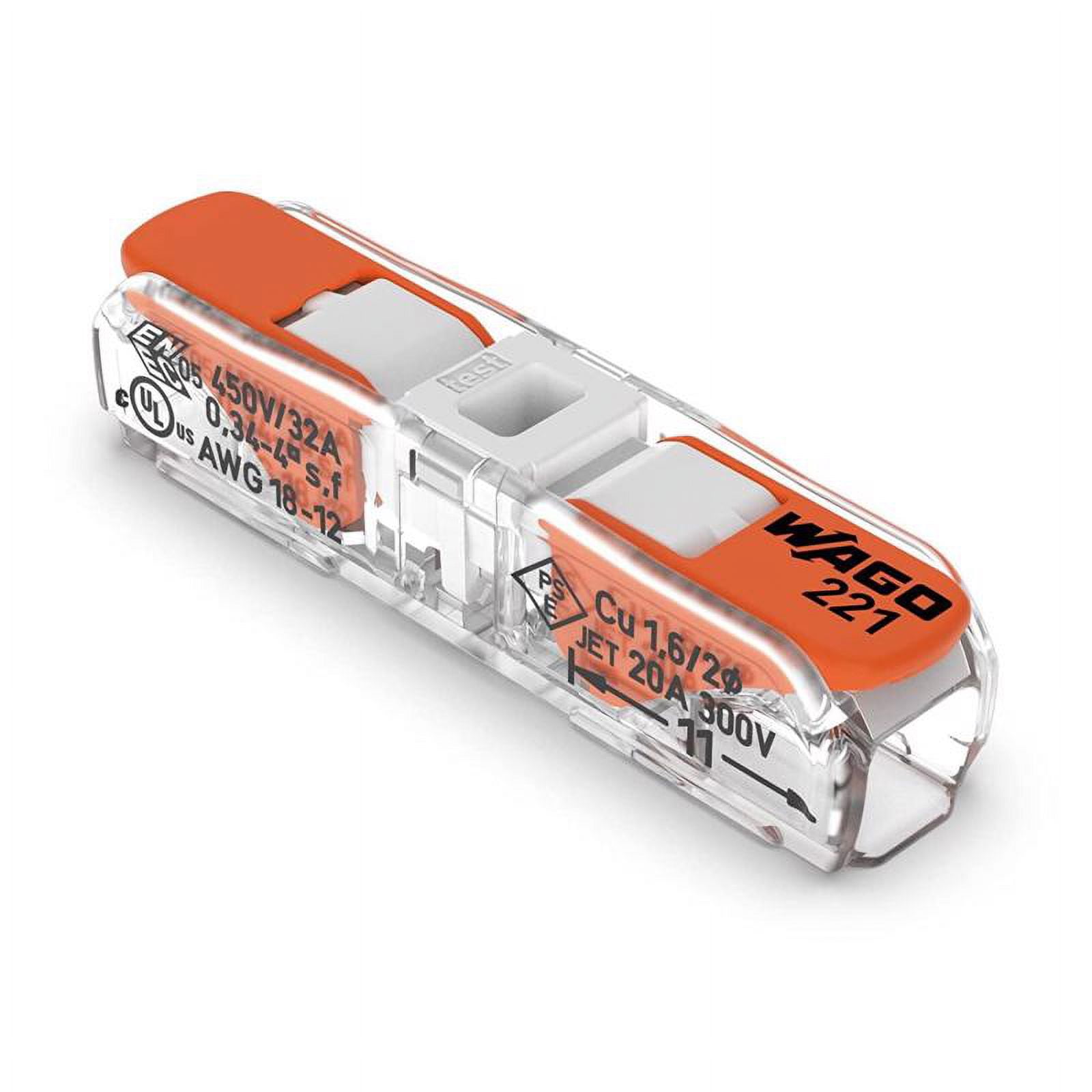 WAGO 221-2401 Inline Splicing Connector, 10-pack