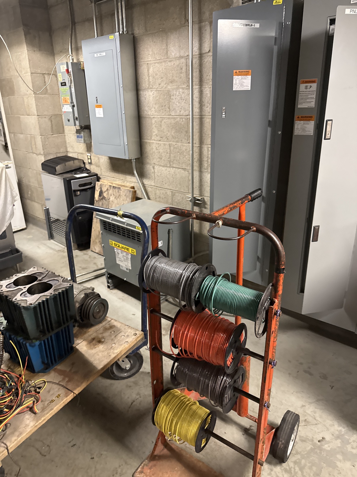 Wire cart on commercial job by JS Power LLC